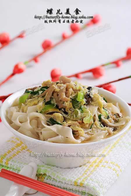 肉丝油菜打卤面---山东风味打卤面(14款面条的不同做法)