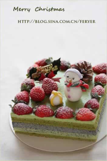 黑芝麻抹茶慕斯蛋糕的做法(圣诞美食)