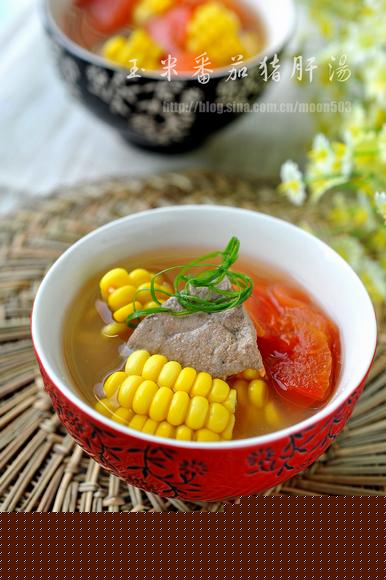 玉米番茄猪肝汤的做法(家庭食疗-解腻降脂明目汤)