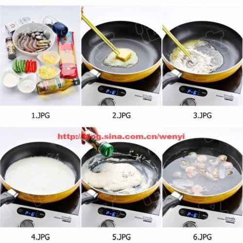 海鲜焗意大利面的做法(西餐)