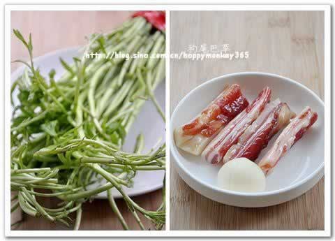 腊肉炒藜蒿的做法(荤素搭配)