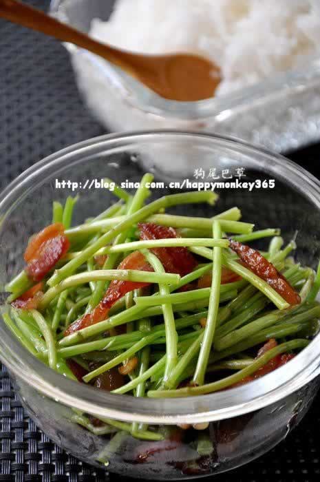 腊肉炒藜蒿的做法(荤素搭配)