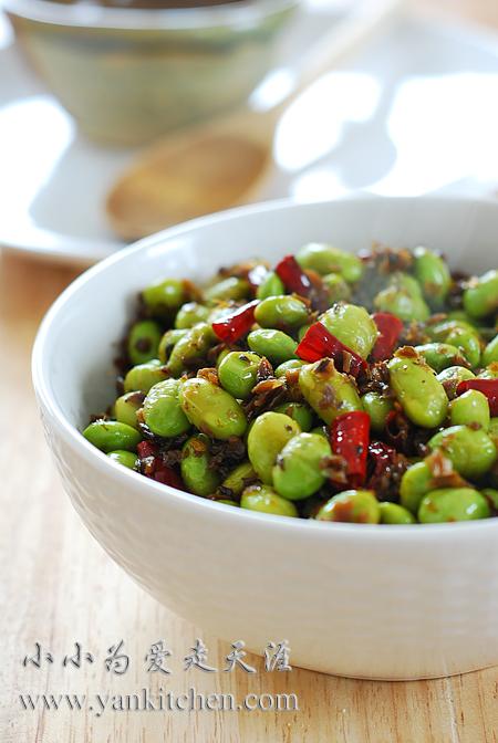 芽菜炒毛豆的做法(素菜)
