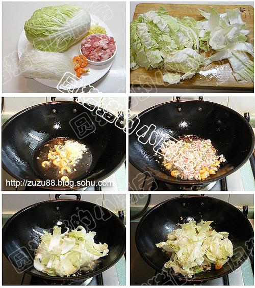 白菜肉末粉丝煲的做法(荤素搭配)