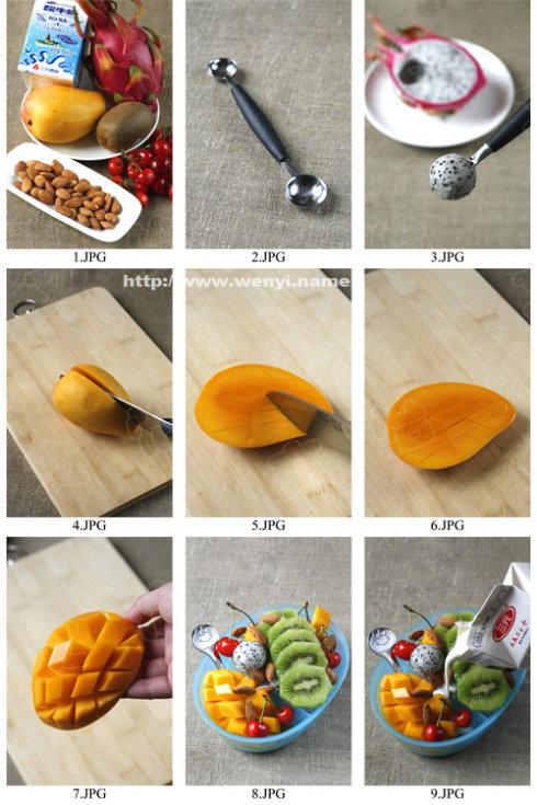 杂果大杏仁酸奶沙拉的做法(芒果怎么切)