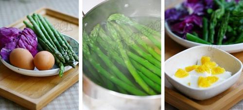 紫甘蓝芦笋沙拉鸡蛋的做法(凉拌菜)