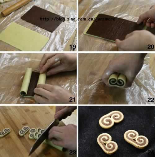 风车、牛眼、蝴蝶、双色酥的做法(自制零食-手工饼干基本整形法)