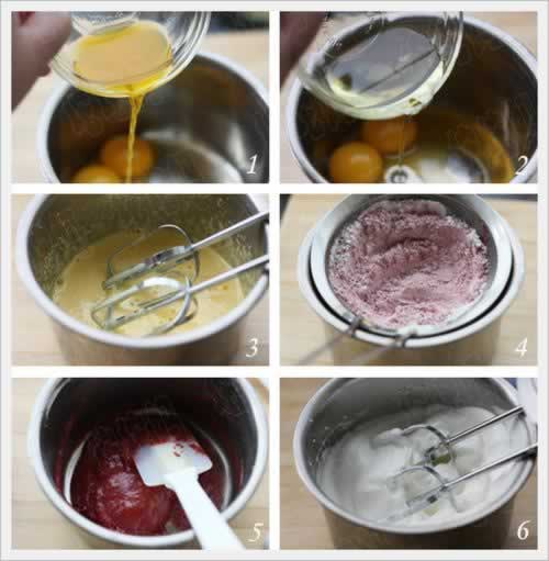 红曲戚风蛋糕的做法