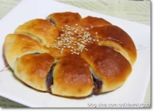 菊花豆沙包的做法