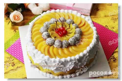 10寸橙味水果蛋糕的做法(早餐菜谱)