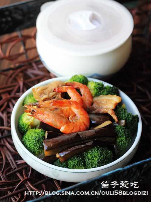 基围虾烧茄子的做法(便当菜谱)