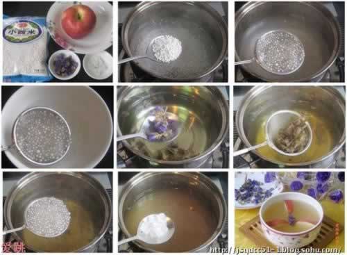 勿忘我花西米羹粥的做法