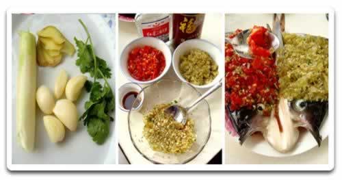 双椒蒸鱼头的做法