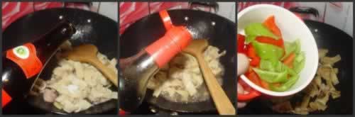 彩椒炒豆腐皮结的做法