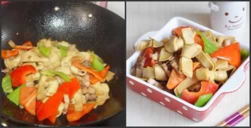 彩椒炒豆腐皮结的做法