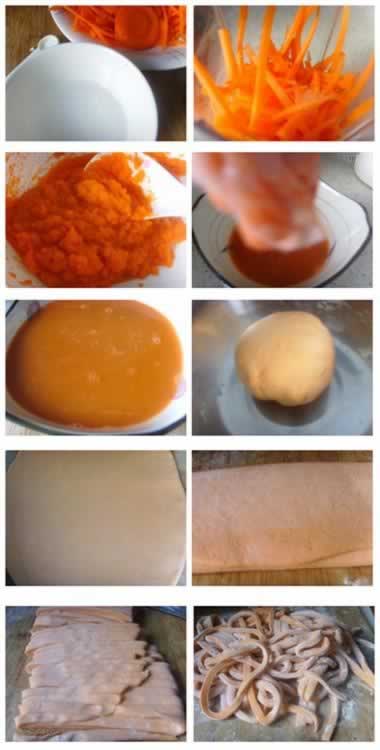手工胡萝卜面条的做法