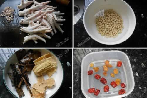 药膳鸡爪黄豆汤的做法