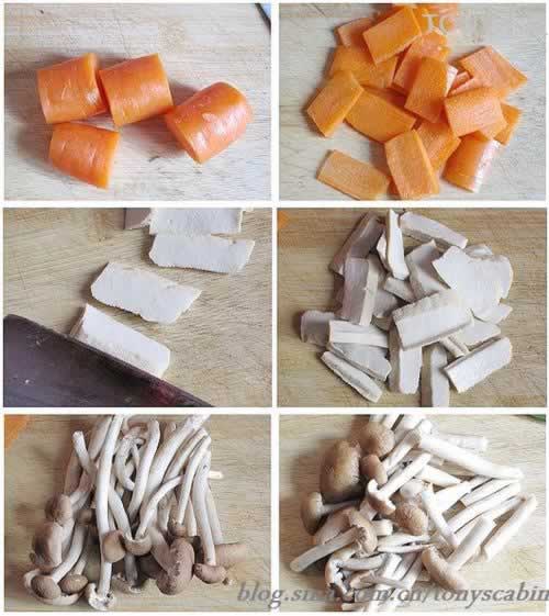 茶树菇胡萝卜炒山药的做法