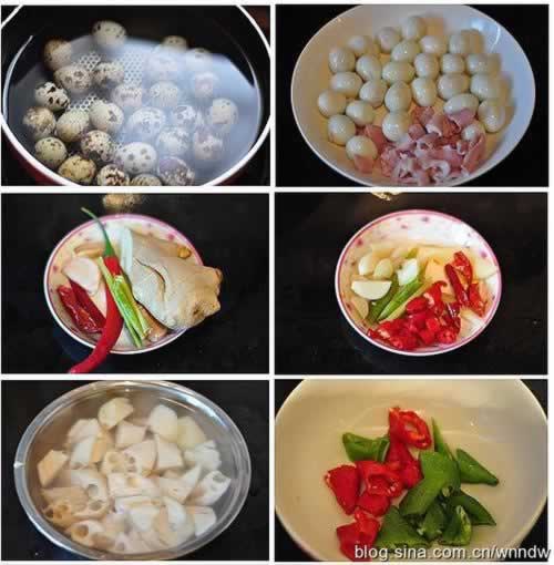 猪皮鹌鹑蛋莲藕煲的做法