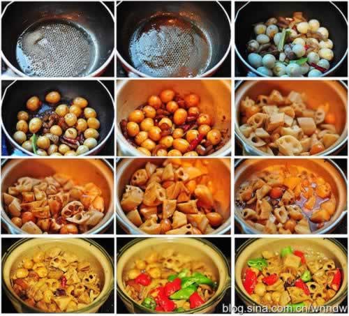 猪皮鹌鹑蛋莲藕煲的做法