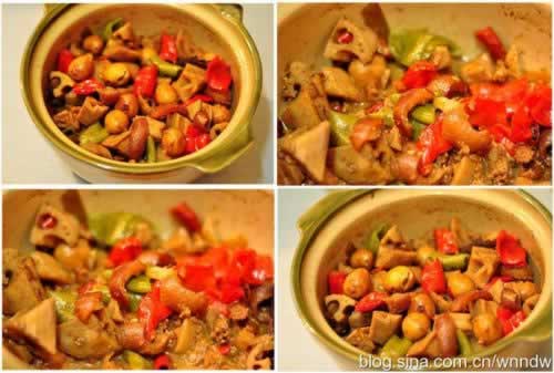 猪皮鹌鹑蛋莲藕煲的做法