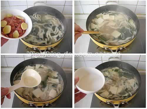 海带豆腐里脊汤的做法