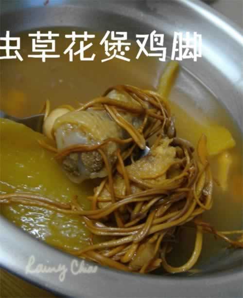 虫草花煲鸡脚的做法