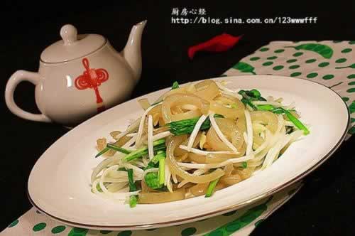 肉皮炒豆芽的做法