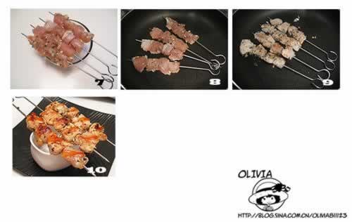 平底锅地中海风味鸡肉串烧的做法