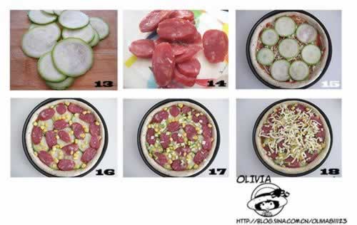 香肠西葫芦黄金批萨的做法