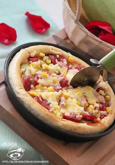 香肠西葫芦黄金批萨的做法