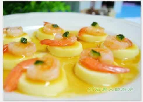 日本豆腐蒸虾仁的做法