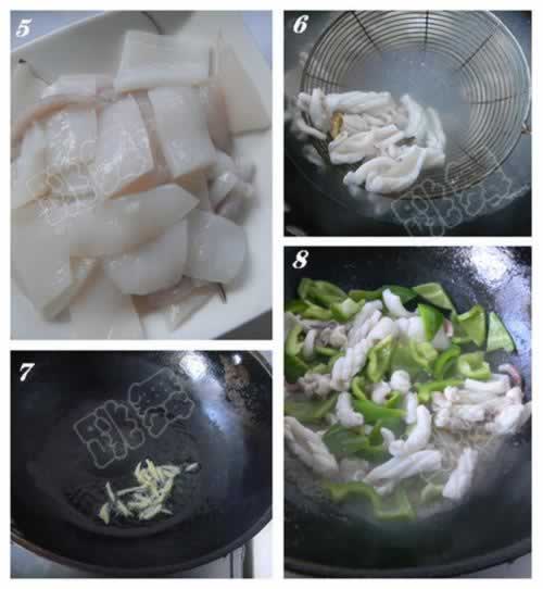 青椒鱿鱼花的做法