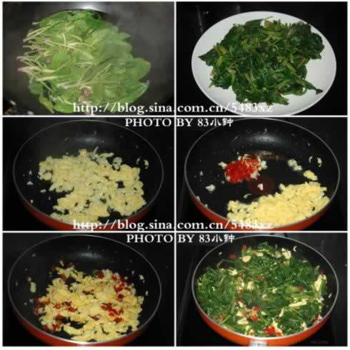 剁椒鸡蛋炒菠菜的做法