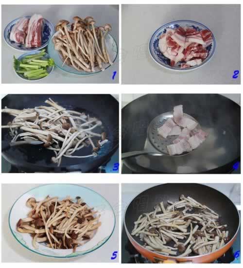 茶树菇炒咸肉的做法