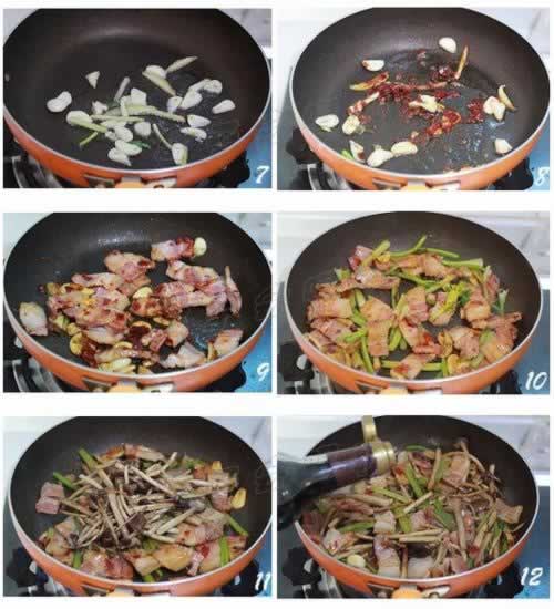 茶树菇炒咸肉的做法