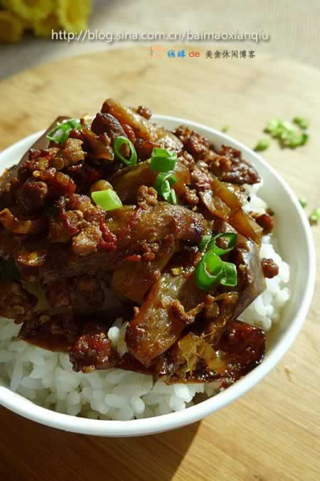 肉末烧茄子盖饭的做法