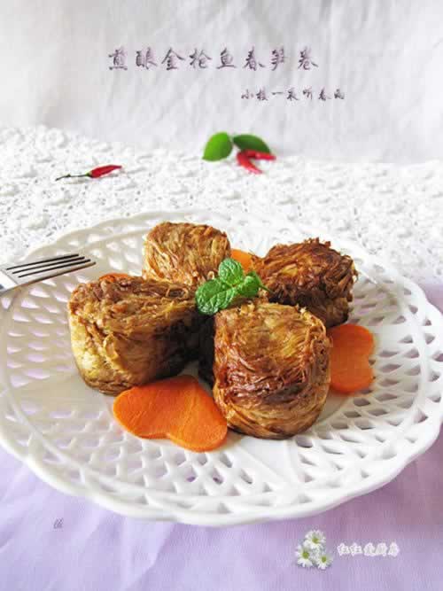 煎酿金枪鱼春笋卷的做法