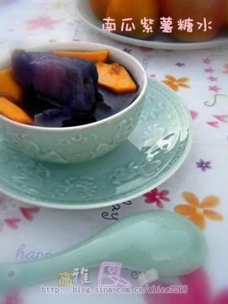 南瓜紫薯糖水的做法
