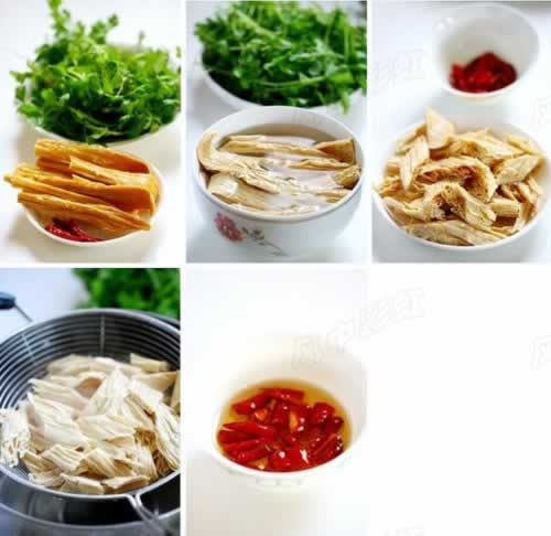 芹菜苗拌腐竹的做法