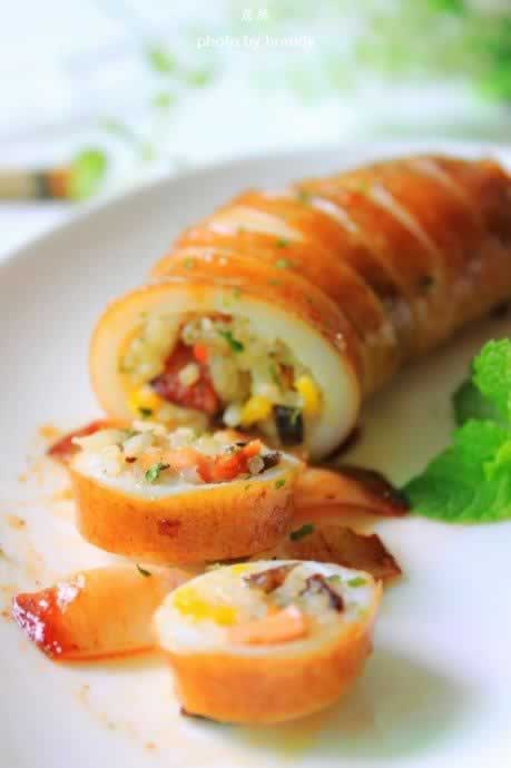 糯米香烤鱿鱼筒的做法