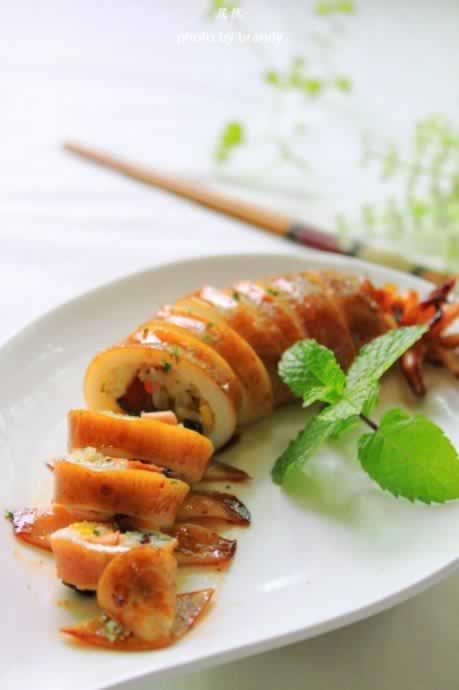 糯米香烤鱿鱼筒的做法