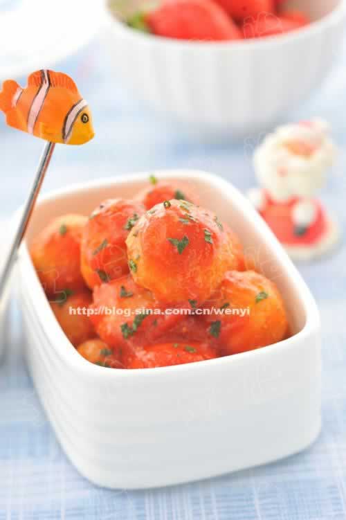 茄汁豆腐小丸子的做法