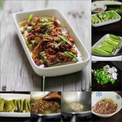 肉沫拌青茄的做法