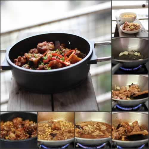 黄豆焖猪尾的做法