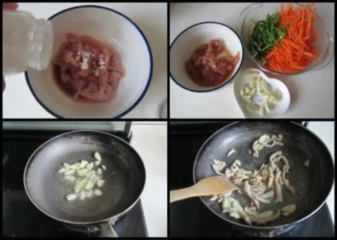 红萝卜炒肉丝的做法