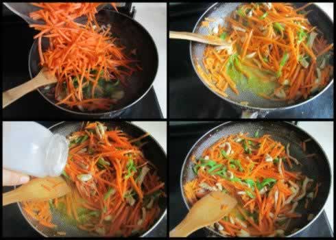 红萝卜炒肉丝的做法