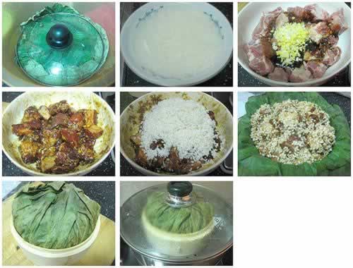 荷叶糯米蒸排骨的做法