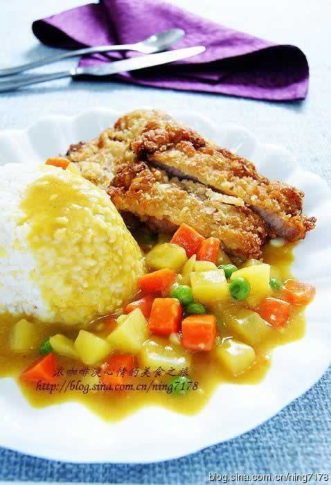 黄金咖喱猪扒饭的做法