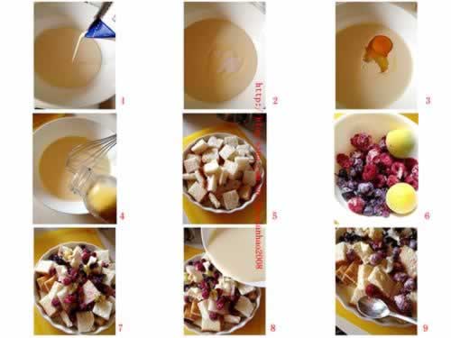 莓果奶油面包布丁----看平淡吐司如何轻松变身为华丽甜品的做法